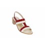 Sandale dama din piele naturala, lac, combinatie de culori, Rosu, Bej, toc de 5cm, S7RB